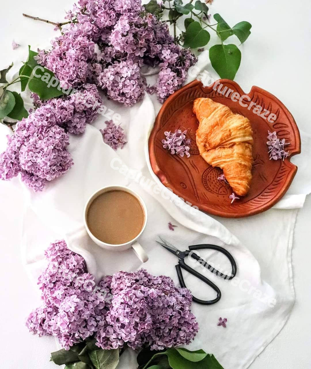 Cup of coffee with flowers